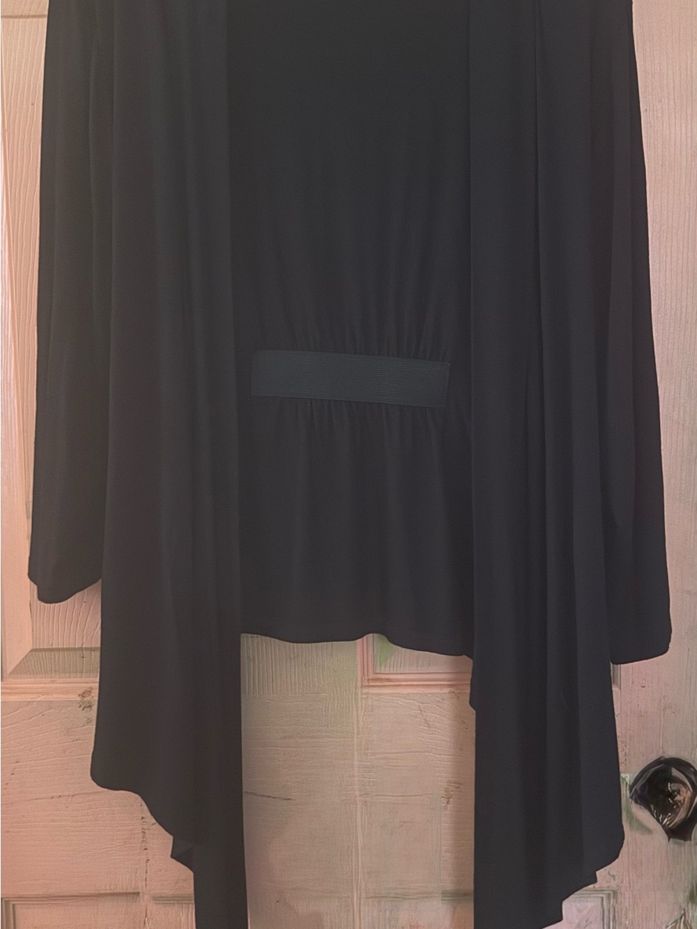 Ellen Tracy Black Draped Open-Front Cardigan